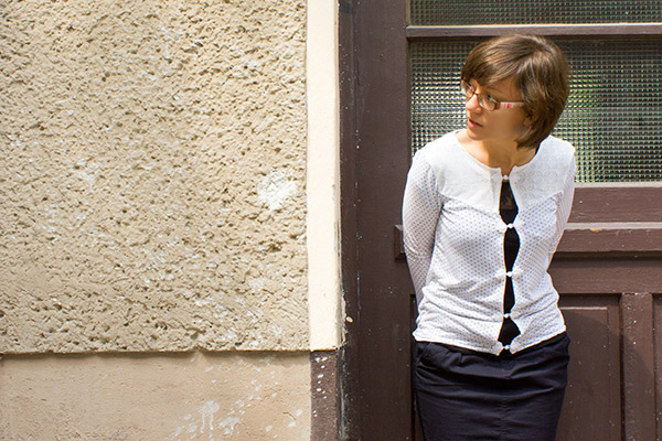 Cardigan mit Posamenten-Verschluss