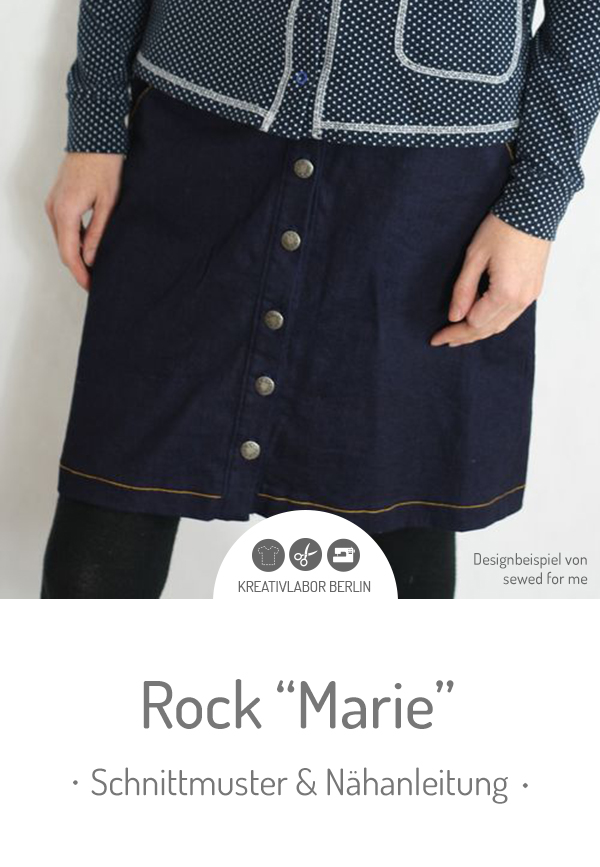 Schnittmuster & Nähanleitung für den Rock "Marie" #schnittmuster #nähen #rock #knopfleiste #damen #frauen #kreativlaborberlin