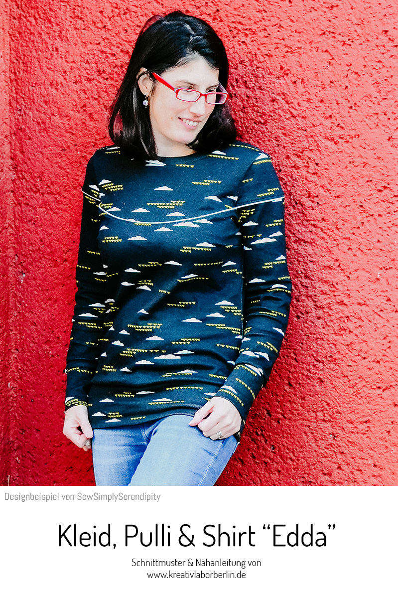 Schnittmuster & Nähanleitung für Kleid / Shirt / Pullover "Edda" #schnittmuster #schnittmusterdamen #nähenmachtglücklich #nähen #nähenfürmich #shirt #pullover #kleid #frauen #damen #kreativlaborberlin 