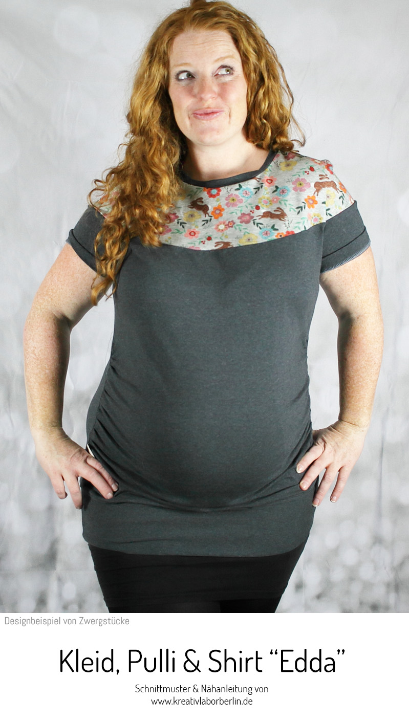 Schnittmuster & Nähanleitung für Kleid / Shirt / Pullover "Edda" #schnittmuster #schnittmusterdamen #nähenmachtglücklich #nähen #nähenfürmich #shirt #pullover #kleid #frauen #damen #kreativlaborberlin 