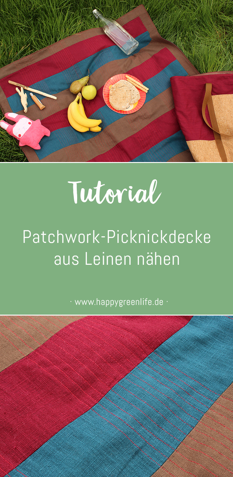 Nähanleitung: Patchwork-Picknickdecke aus Leinen